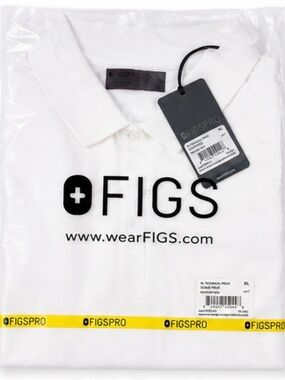 NWT FIGS PRO Men’s Technical Pique Scrub Polo White XL Medical Nurse